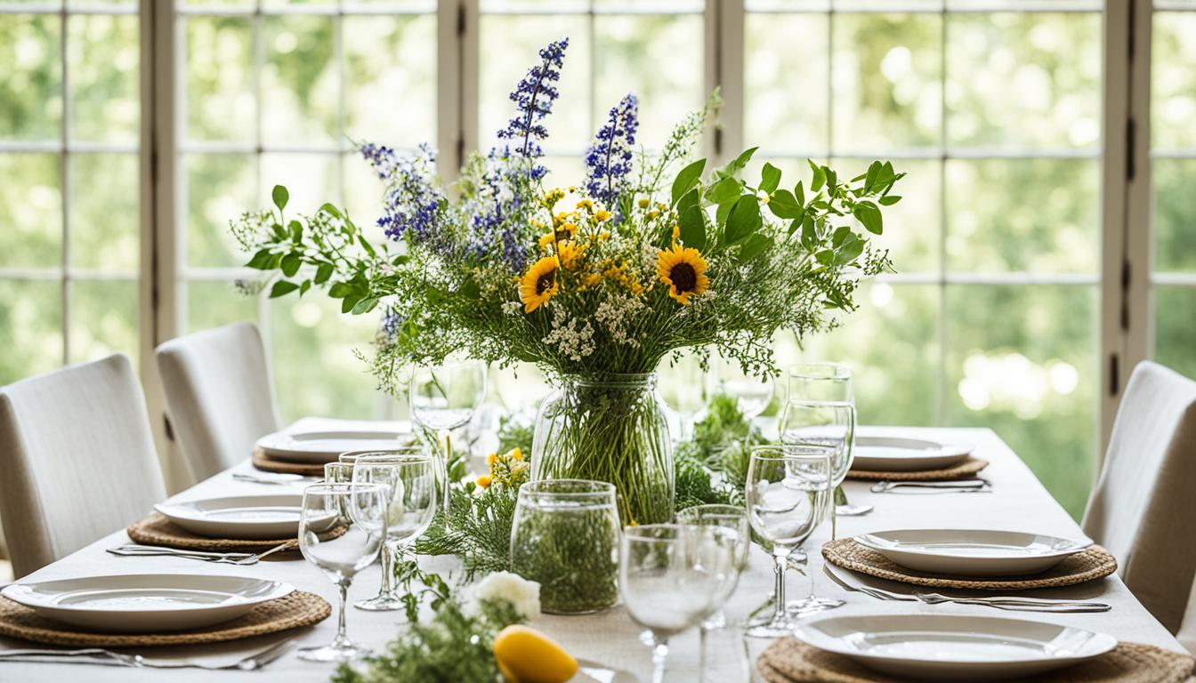 Tischdekoration mit Vasen